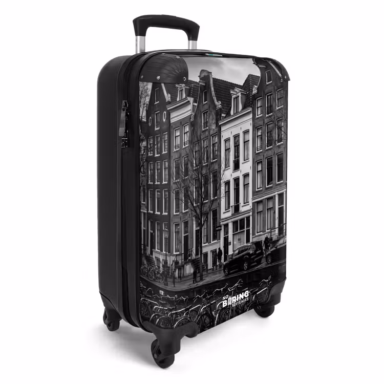Suitcase - House - Canal - Amsterdam - Architecture - Black and White — 2