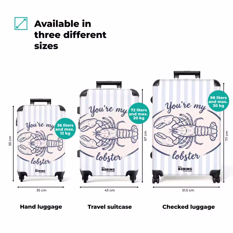 Suitcase - Lobster - Illustration - Love - Blue - Decoration — 3