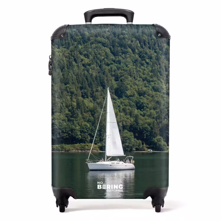 Suitcase - Sailboat - Water - Mountains - Nature - Green — 1