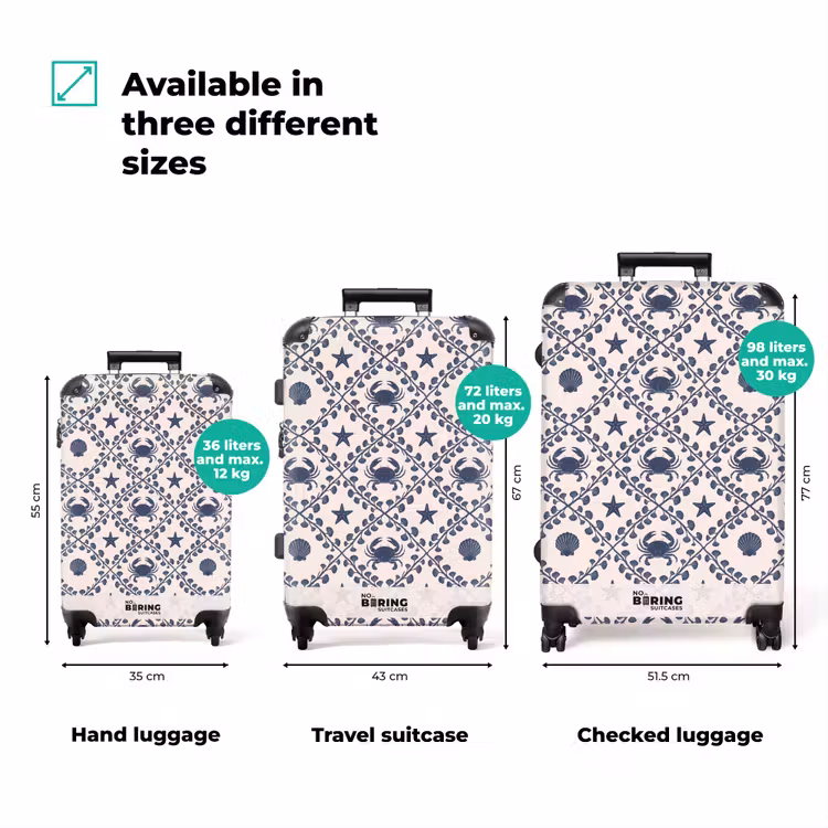 Suitcase - Sea - Crab - Starfish - Pattern - Blue — 3