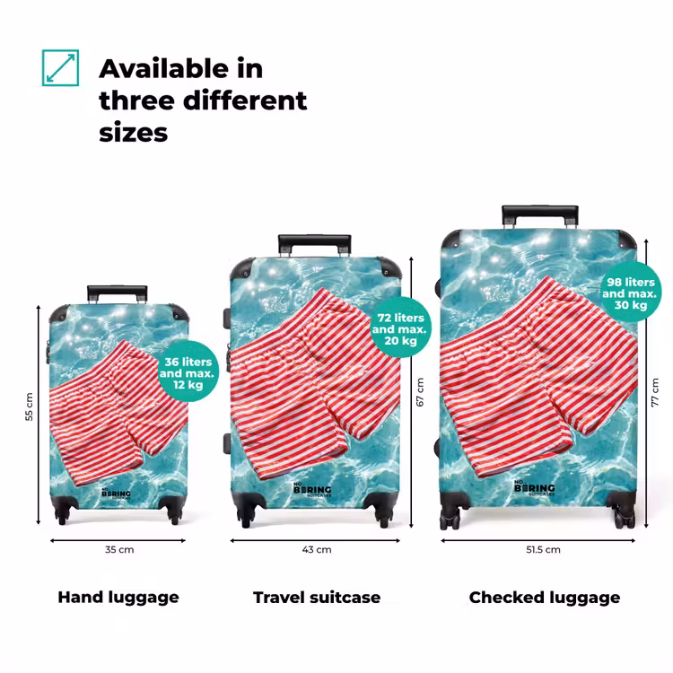 Suitcase - Swimwear - Striped - Water - Summer - Red and White — 1