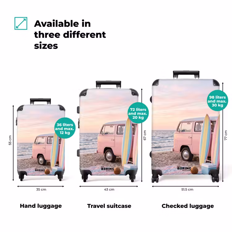 Suitcase - Van - Beach - Surfboard - Summer - Pink — 1