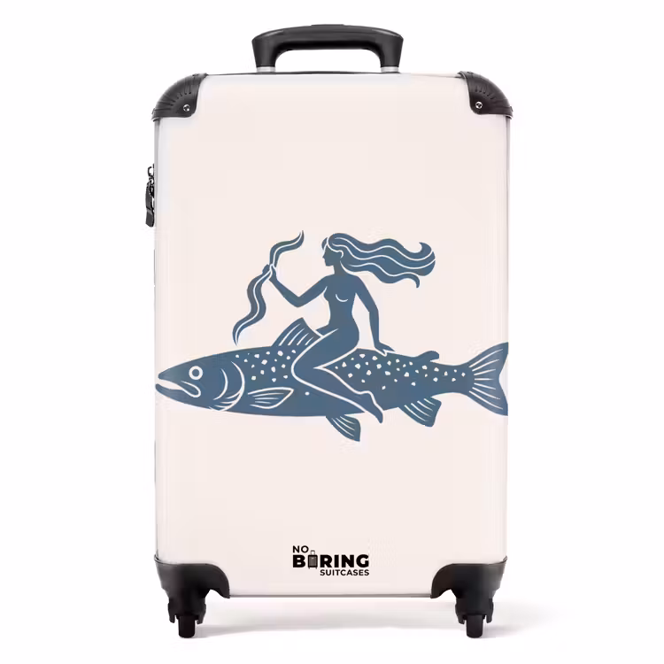 Suitcase - Woman - Fish - Fantasy - Abstract - Blue — 1