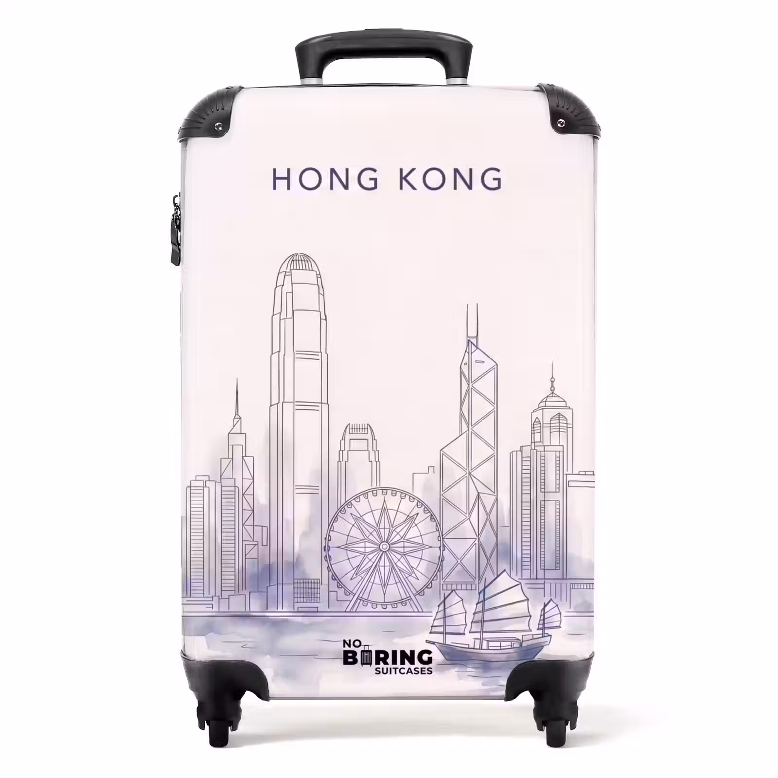 Suitcase - City - Skyline - Water - Line Drawing - Blue — 1