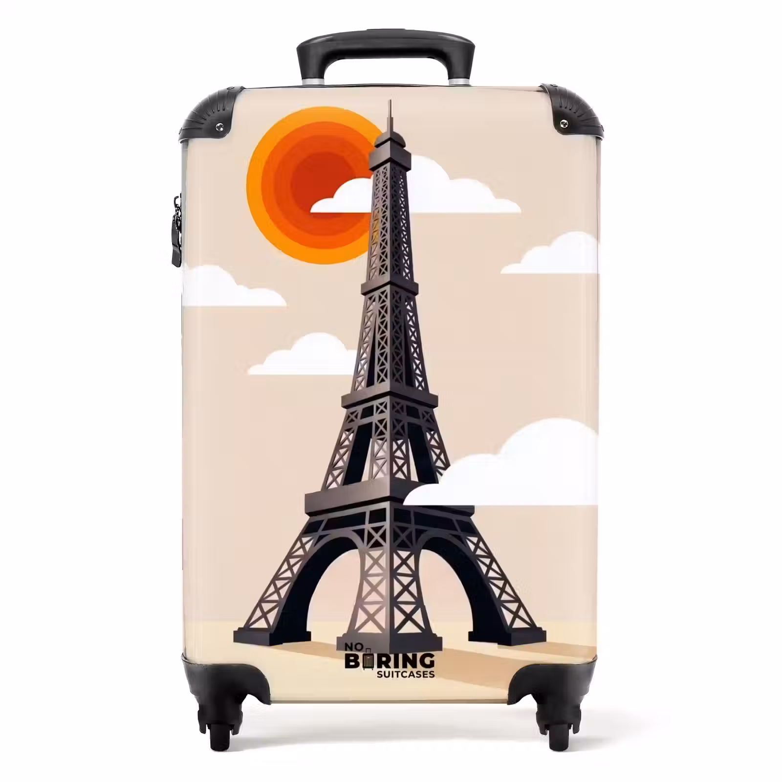Suitcase - Eiffel Tower - Sun - Architecture - Abstract - Beige — 1