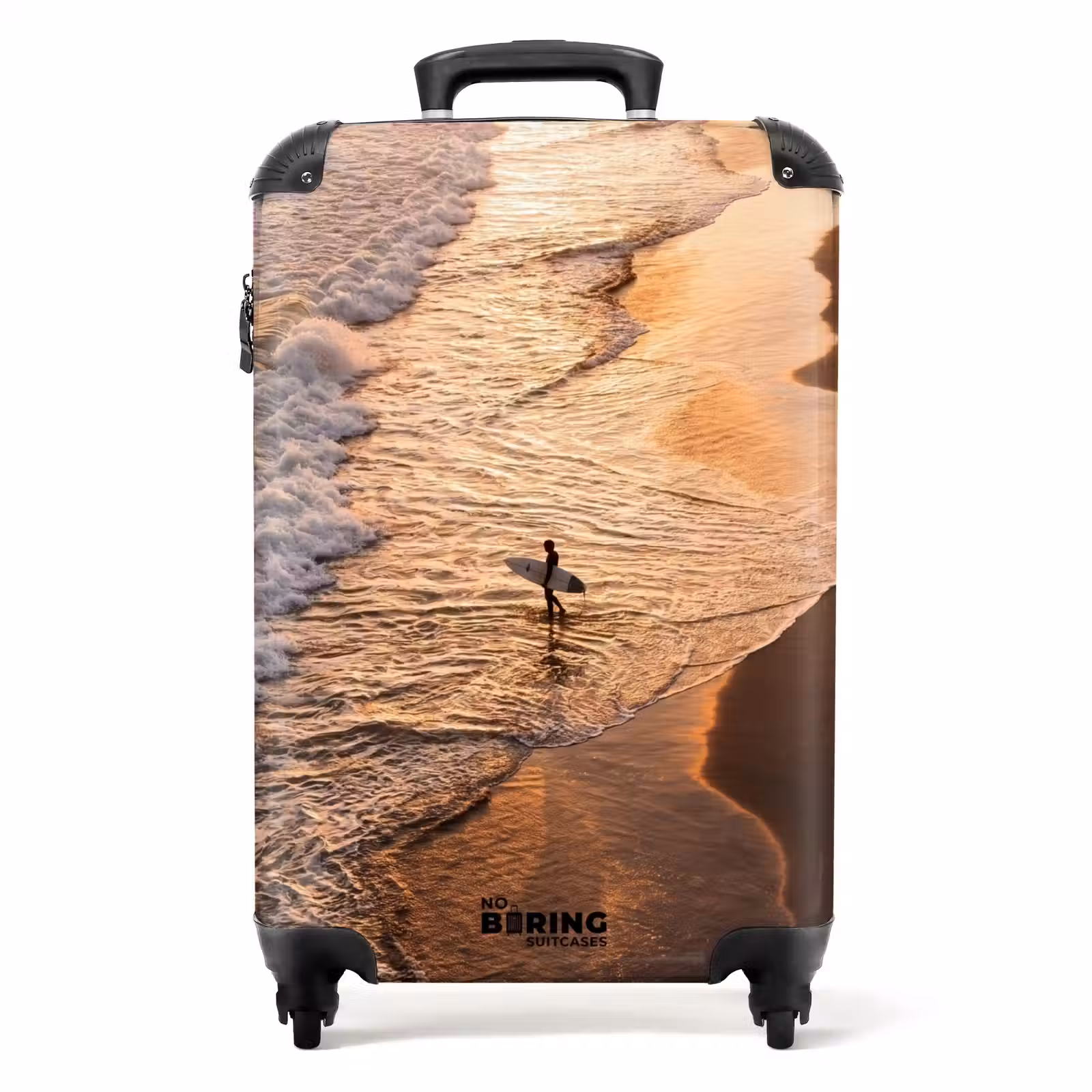 Suitcase - Surfer - Beach - Sunset - Ocean - Gold — 1