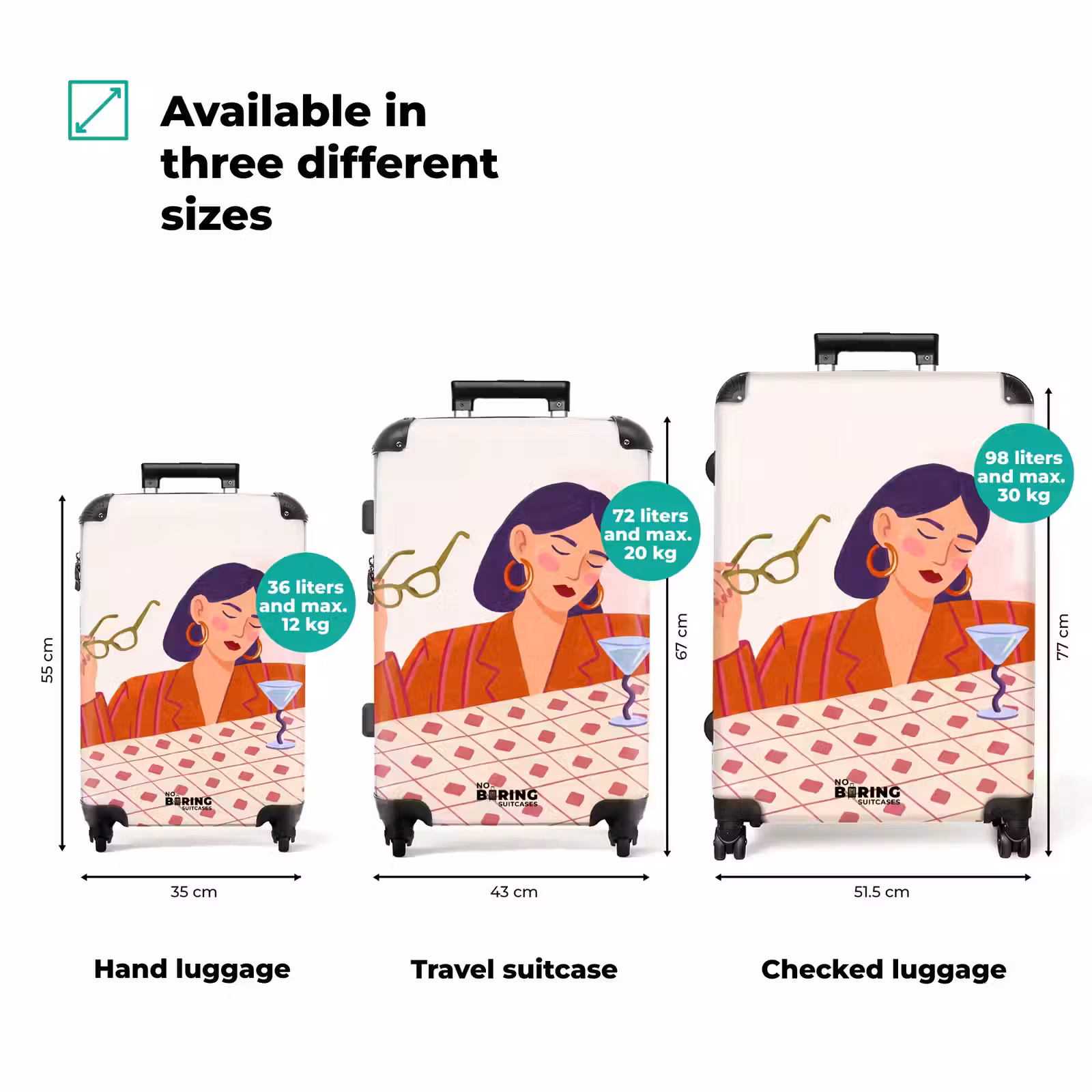 Suitcase - Woman - Glasses - Cocktail - Illustration - Modern — 1