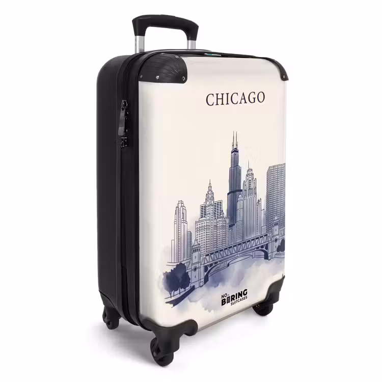 Suitcase - City - Skyline - Architecture - Line Drawing - Blue — 2