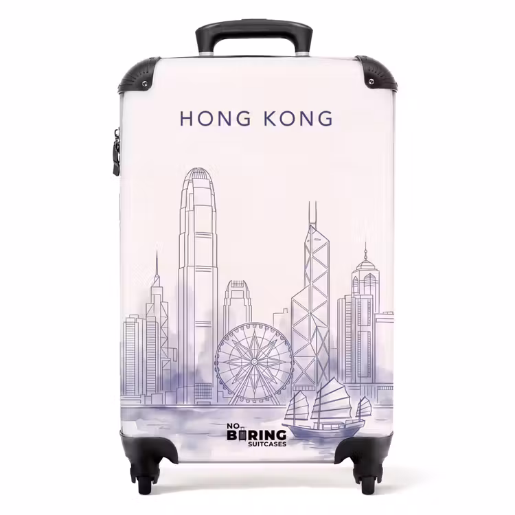 Suitcase - City - Skyline - Water - Line Drawing - Blue — 1