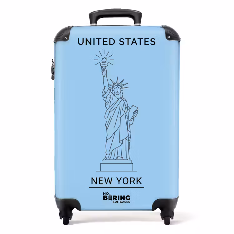 Suitcase - Landmark - Statue of Liberty - New York - Minimalist - Blue — 1