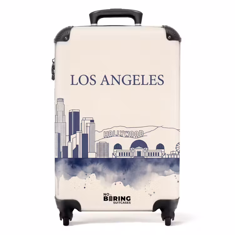 Suitcase - Los Angeles - Skyline - Architecture - Watercolor - Blue — 1