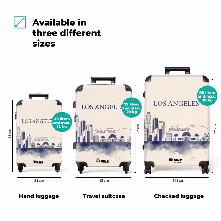 Suitcase - Los Angeles - Skyline - Architecture - Watercolor - Blue — 3