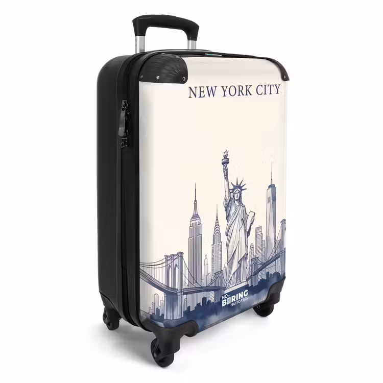 Suitcase - New York - Statue of Liberty - Skyline - Illustration - Blue — 2