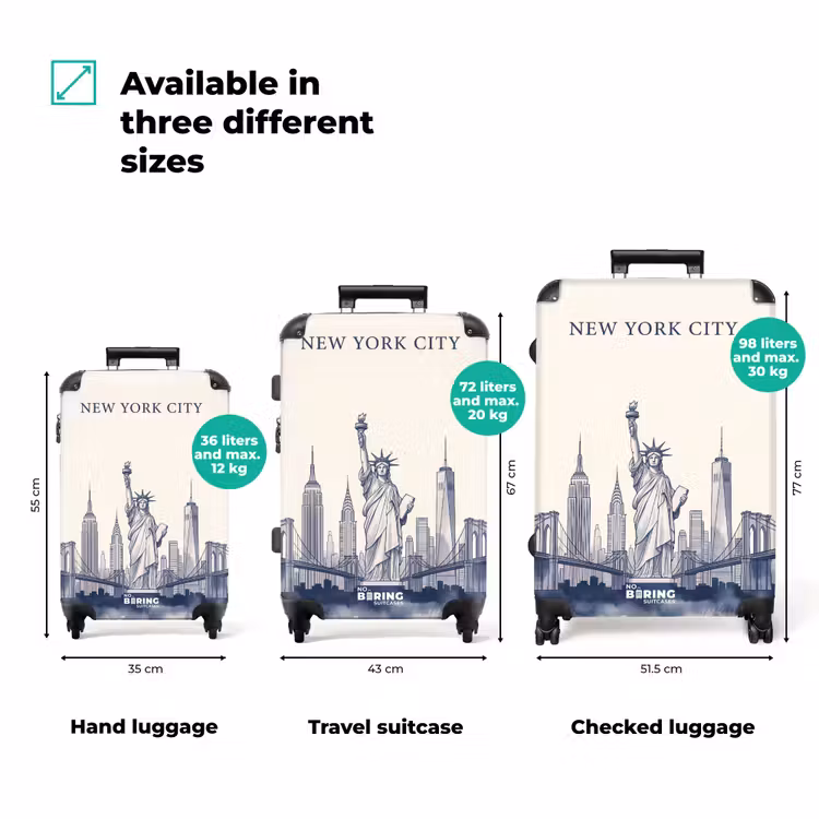 Suitcase - New York - Statue of Liberty - Skyline - Illustration - Blue — 3