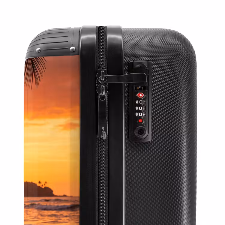 Suitcase - Woman - Surfboard - Beach - Sunset - Orange — 6