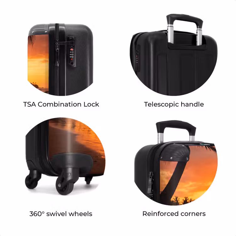 Suitcase - Woman - Surfboard - Beach - Sunset - Orange — 8