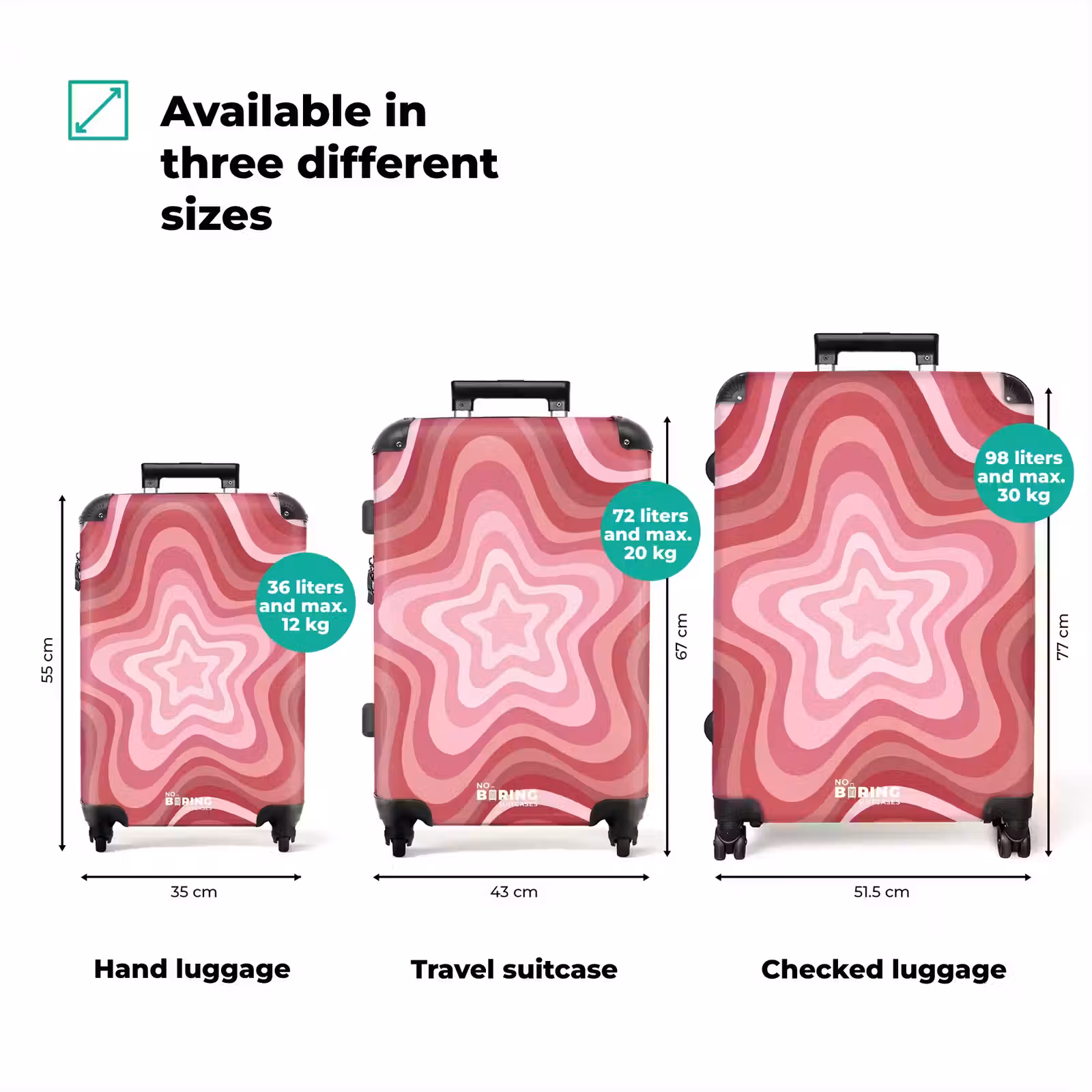 Suitcase - Star - Wavy - Abstract - Pink — 1