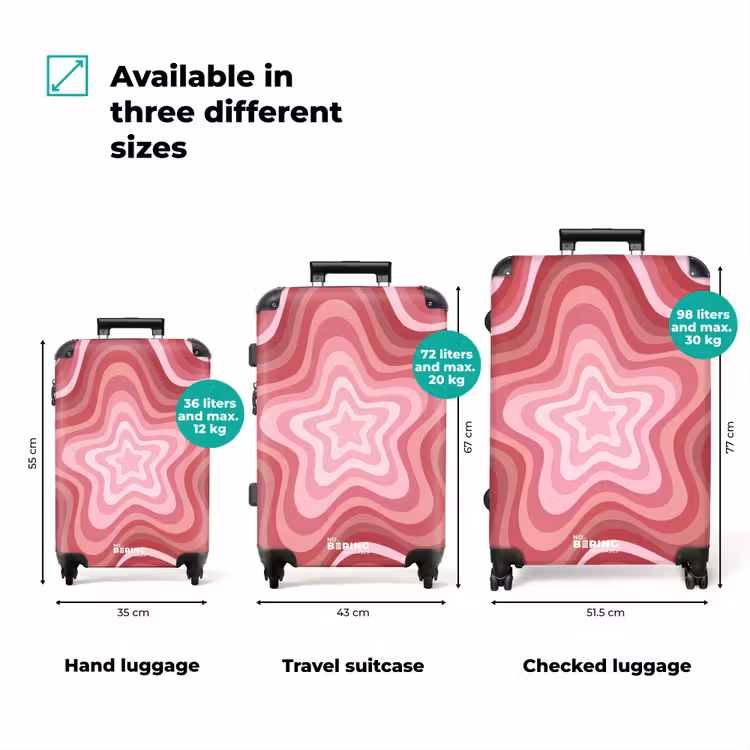 Suitcase - Star - Wavy - Abstract - Pink — 1