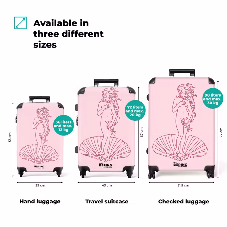Suitcase - Woman - Shell - Art - Line Drawing - Pink — 1