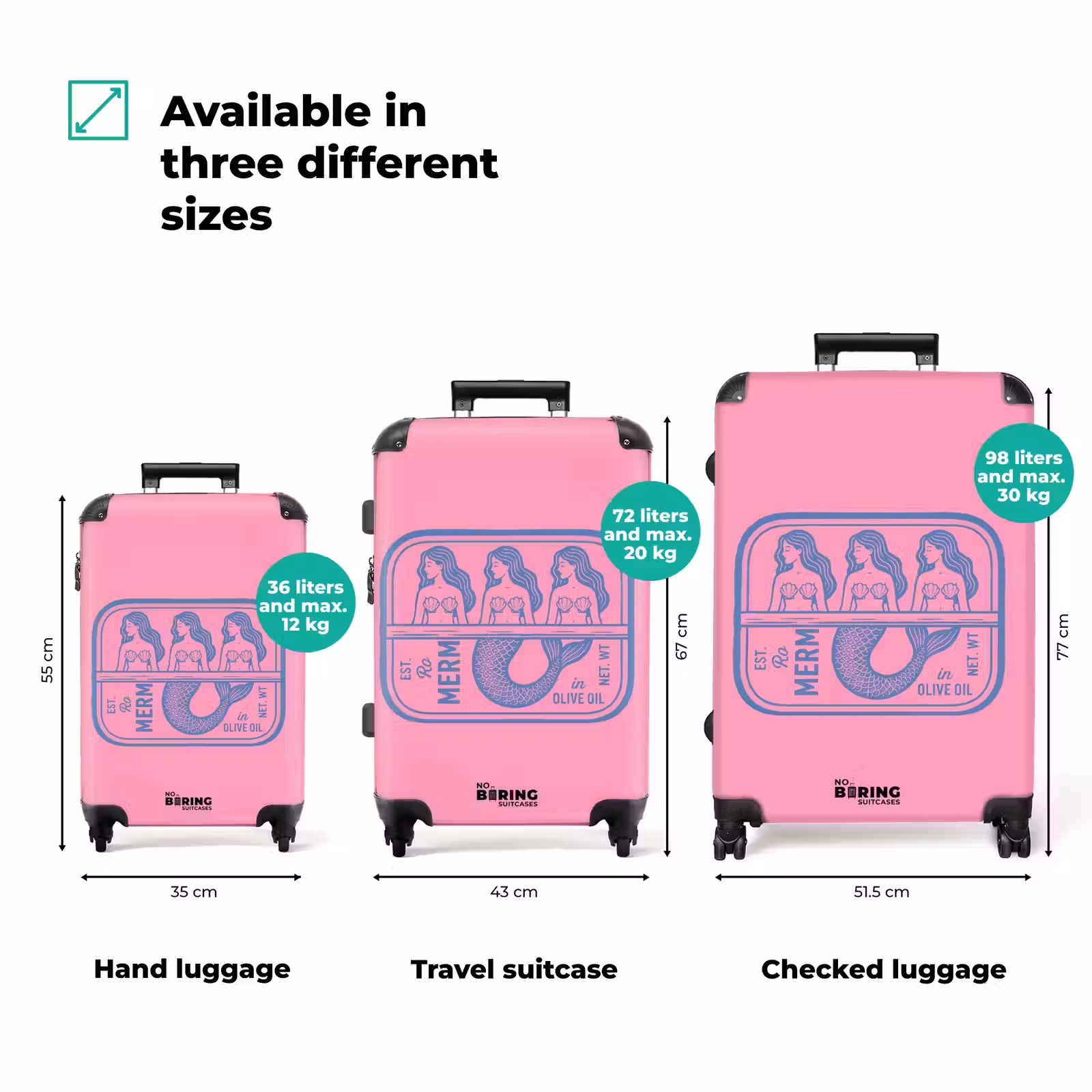 Suitcase - Mermaid - Can of Sardines - Illustration - Pink - Retro — 1