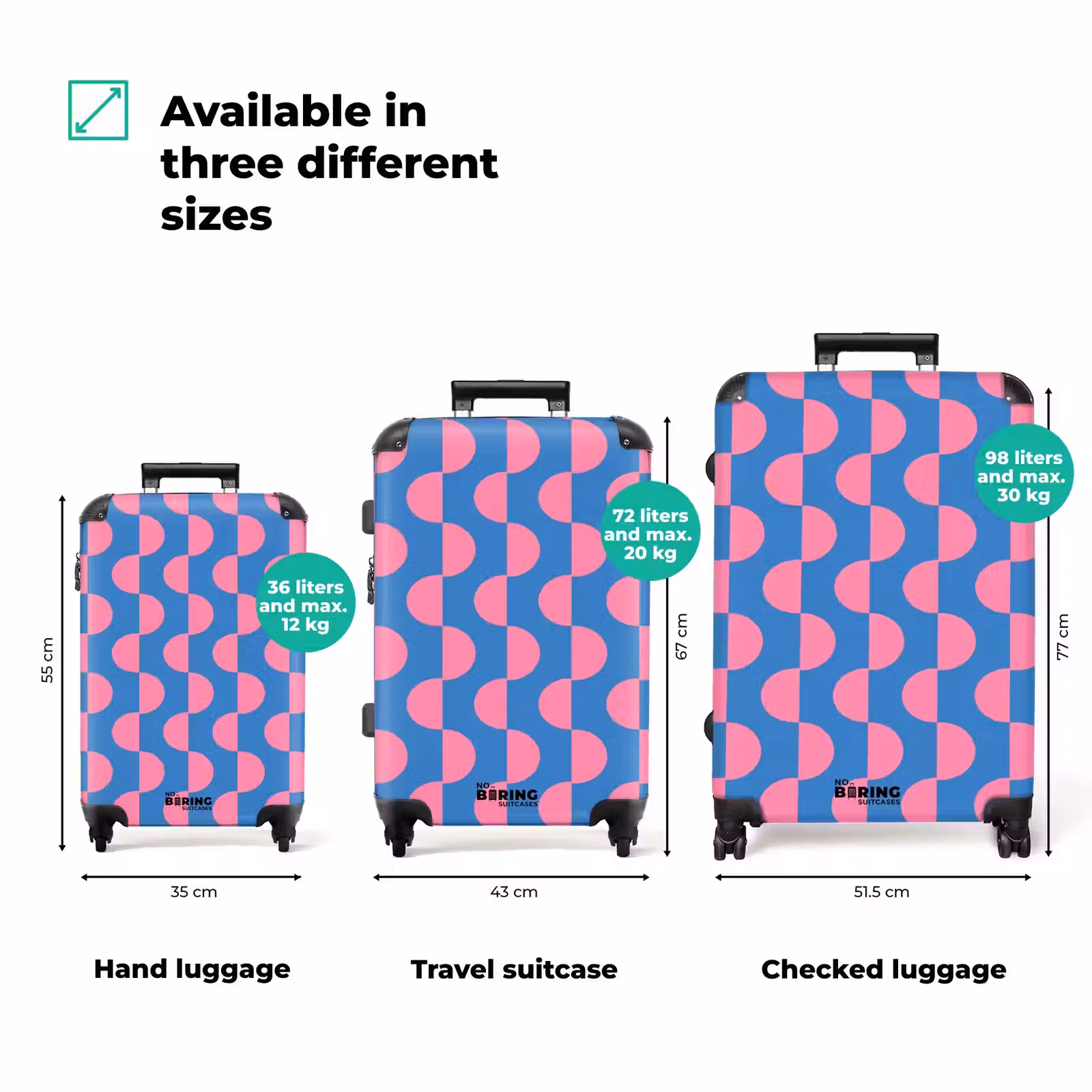 Suitcase - Pattern - Half Circles - Abstract - Modern - Pink - Blue — 1
