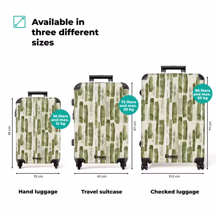 Suitcase - Green - Abstract - Brushstrokes - Linen - Pattern — 3