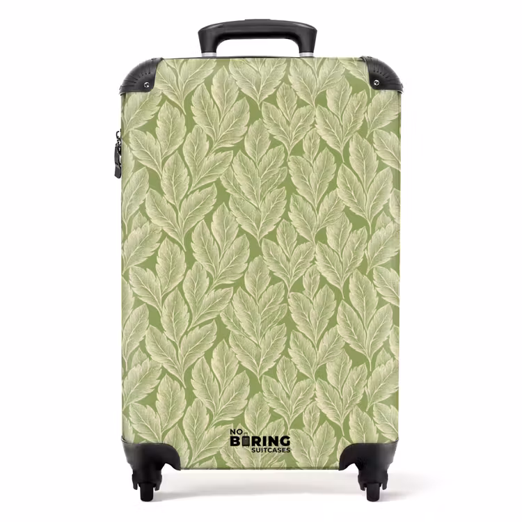 Suitcase - Green - Botanical - Leaves - Vintage - Pattern — 1