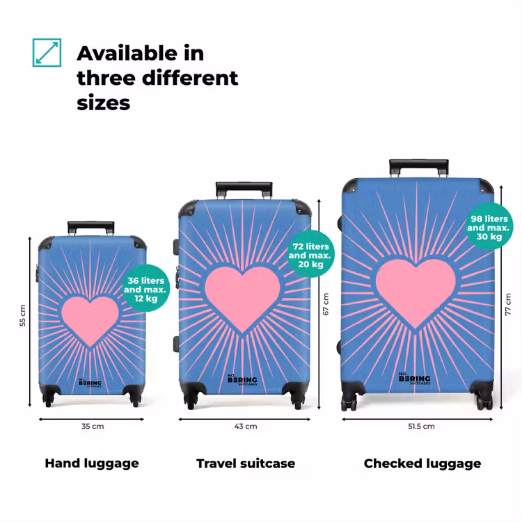 Suitcase - Heart - Rays - Love - Modern - Pink — 1