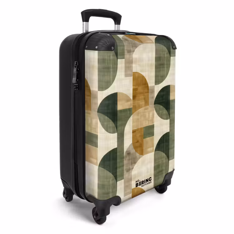 Suitcase - Olive Green - Geometric - Abstract - Mid-Century - Linen - Pattern — 2