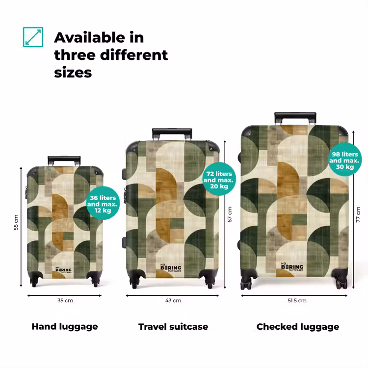 Suitcase - Olive Green - Geometric - Abstract - Mid-Century - Linen - Pattern — 3