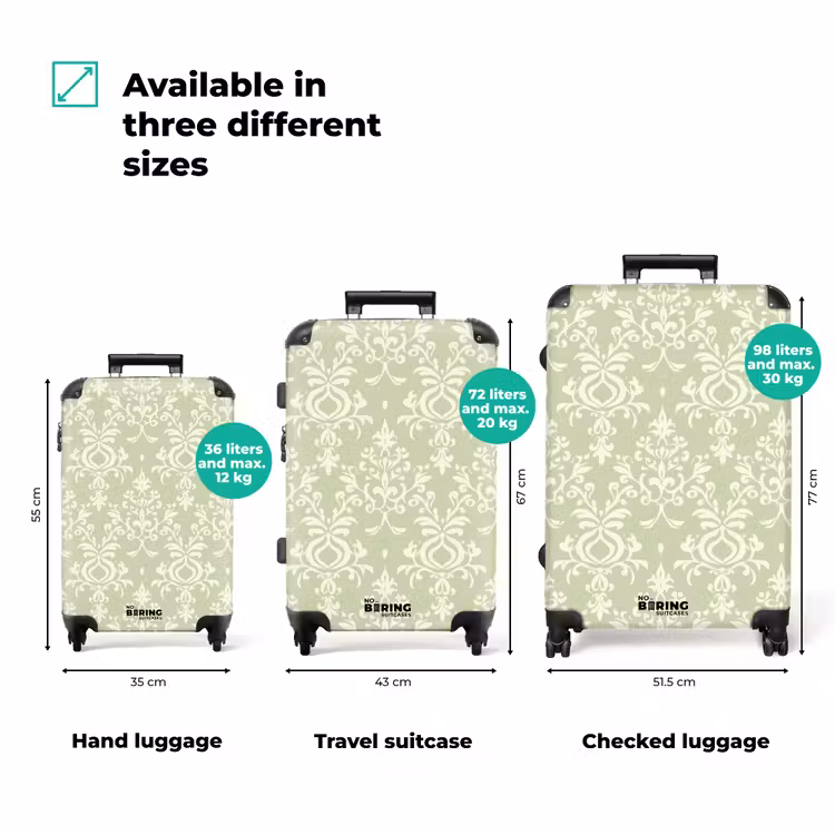 Suitcase - Salvia Green - Baroque - Damask - Ornament - Pattern — 3