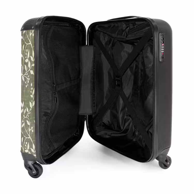 Suitcase - Salvia Green - Botanical - Branches - Berries - Linen - Pattern — 5