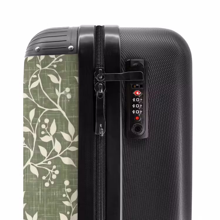Suitcase - Salvia Green - Botanical - Branches - Berries - Linen - Pattern — 6