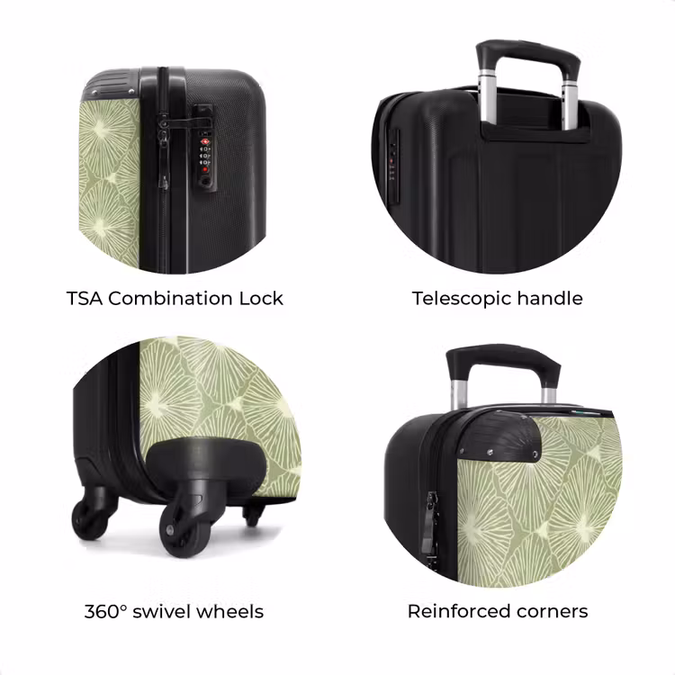 Suitcase - Salvia Green - Botanical - Diamonds - Organic - Pattern — 8