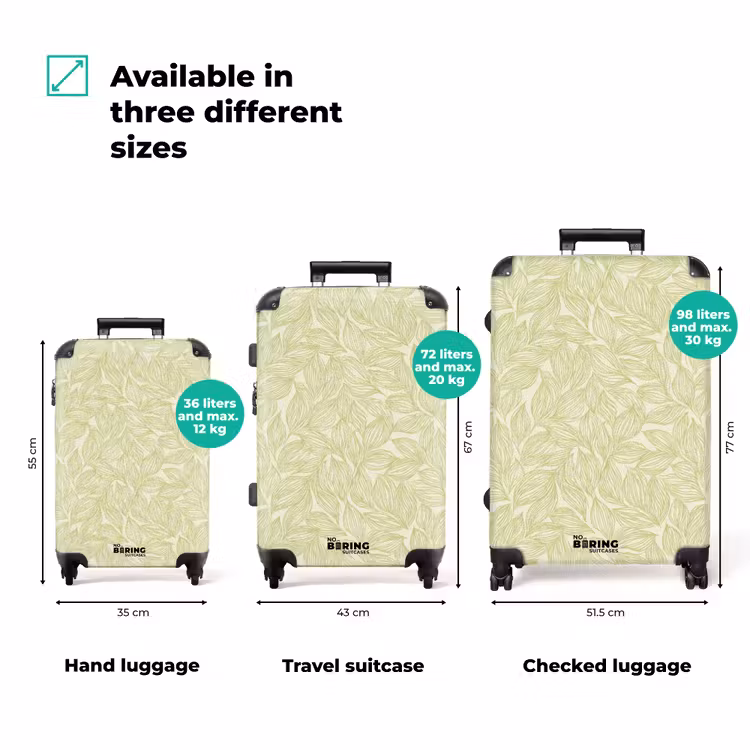 Suitcase - Salvia Green - Botanical - Leaves - Hand-drawn - Pattern — 3