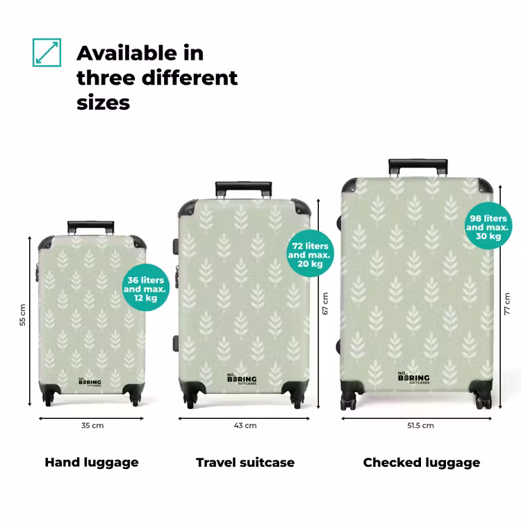 Suitcase - Salvia Green - Botanical - Twigs - Minimalist - Pattern — 3