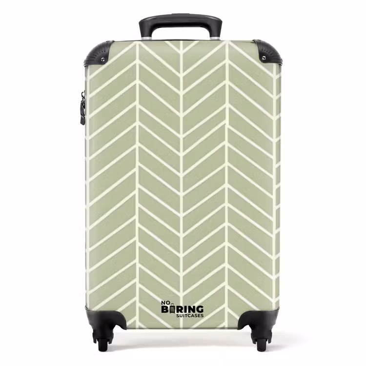 Suitcase - Salvia Green - Herringbone - Geometric - Pattern — 1