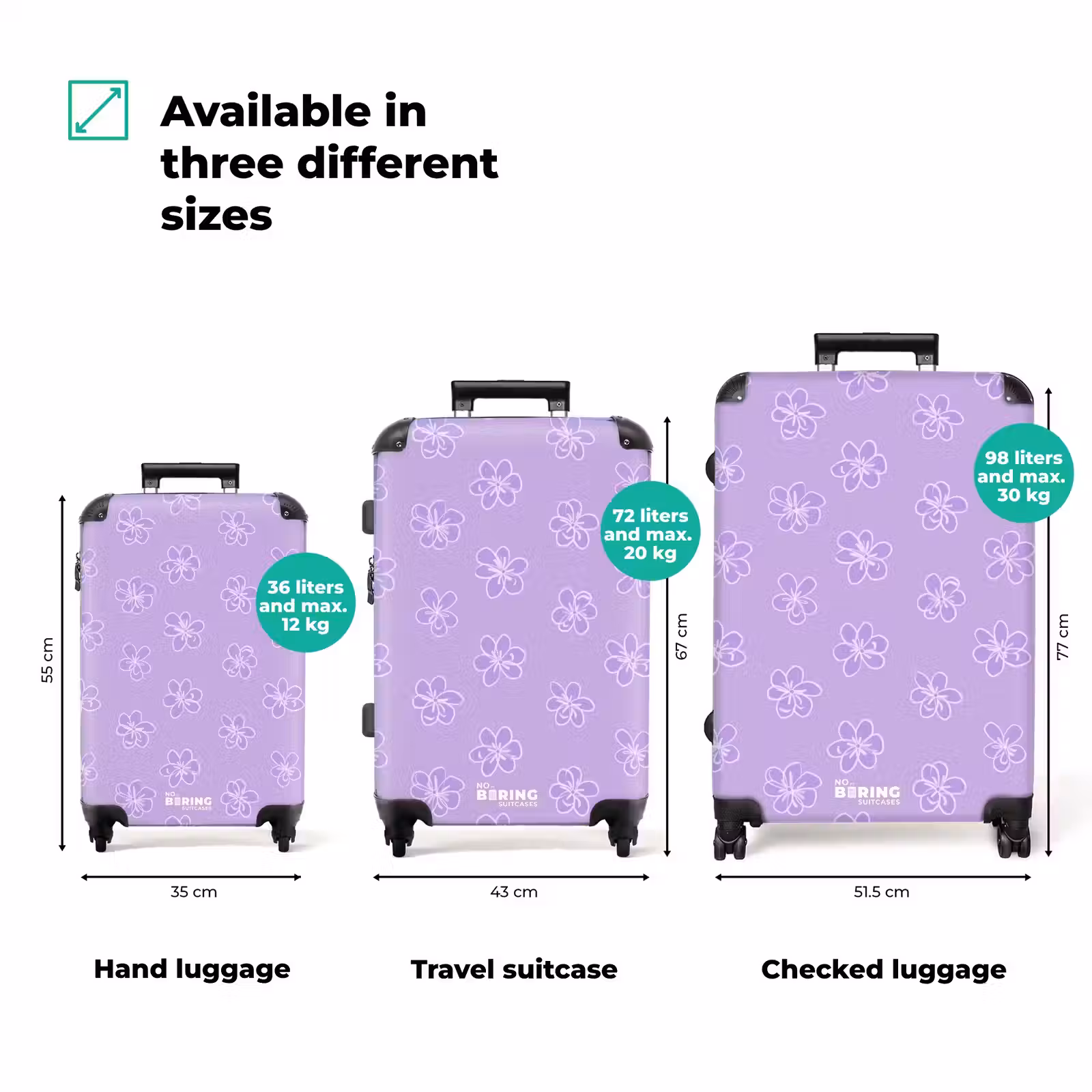 Suitcase - Lila - Botanical - Flowers - Hand-drawn - Pattern — 1