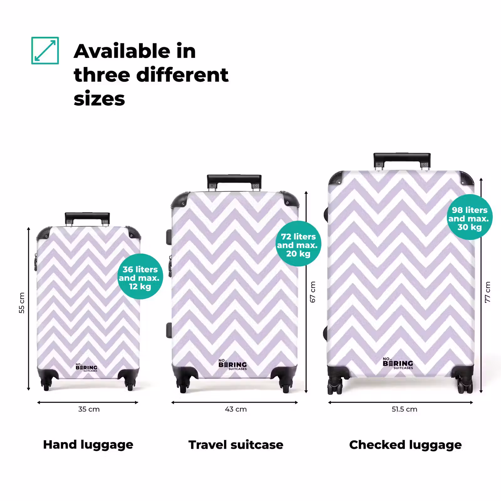Suitcase - Lila - Geometric - Chevron - Zigzag - Pattern — 1