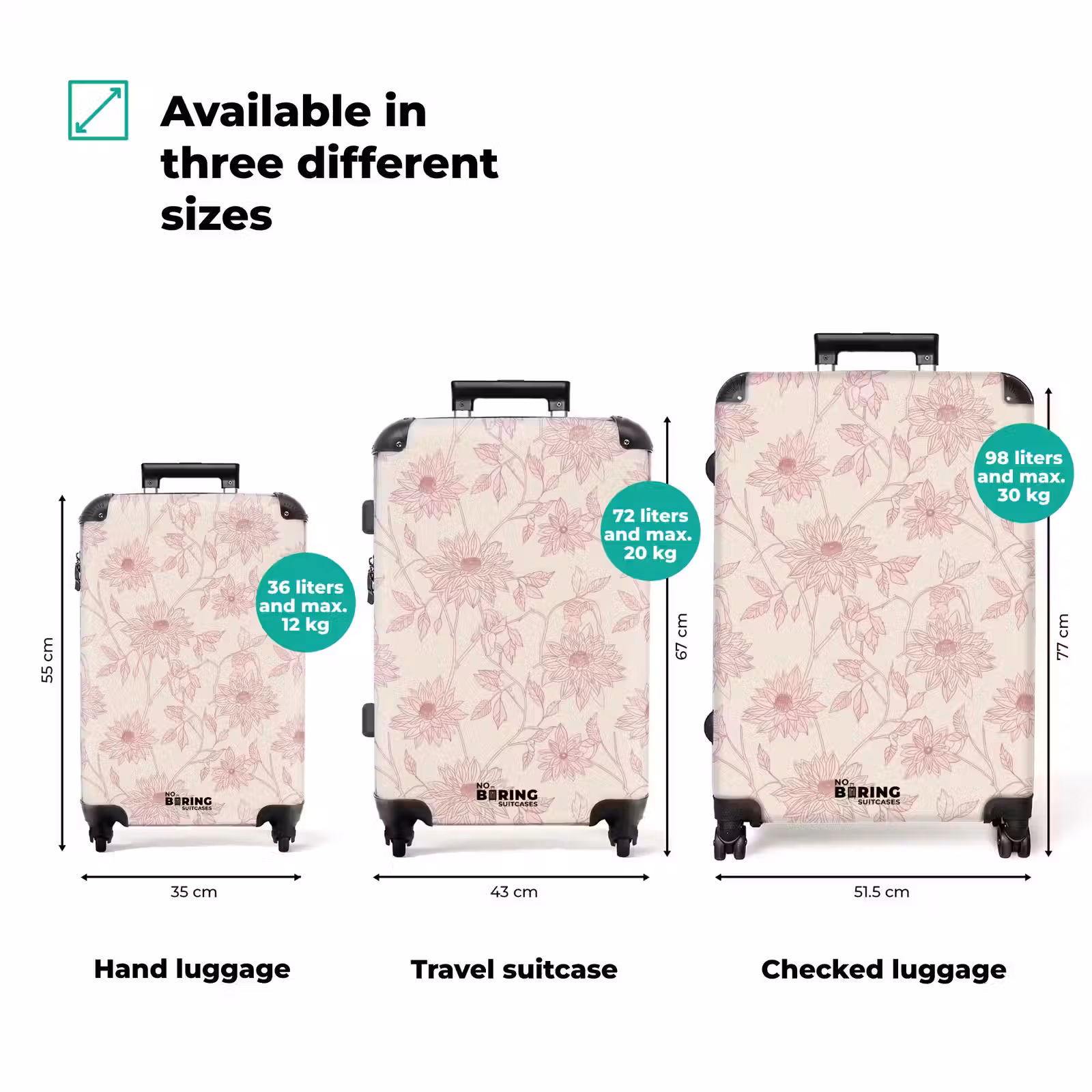 Suitcase - Old Rose - Dahlias - Line Drawing - Pattern — 1