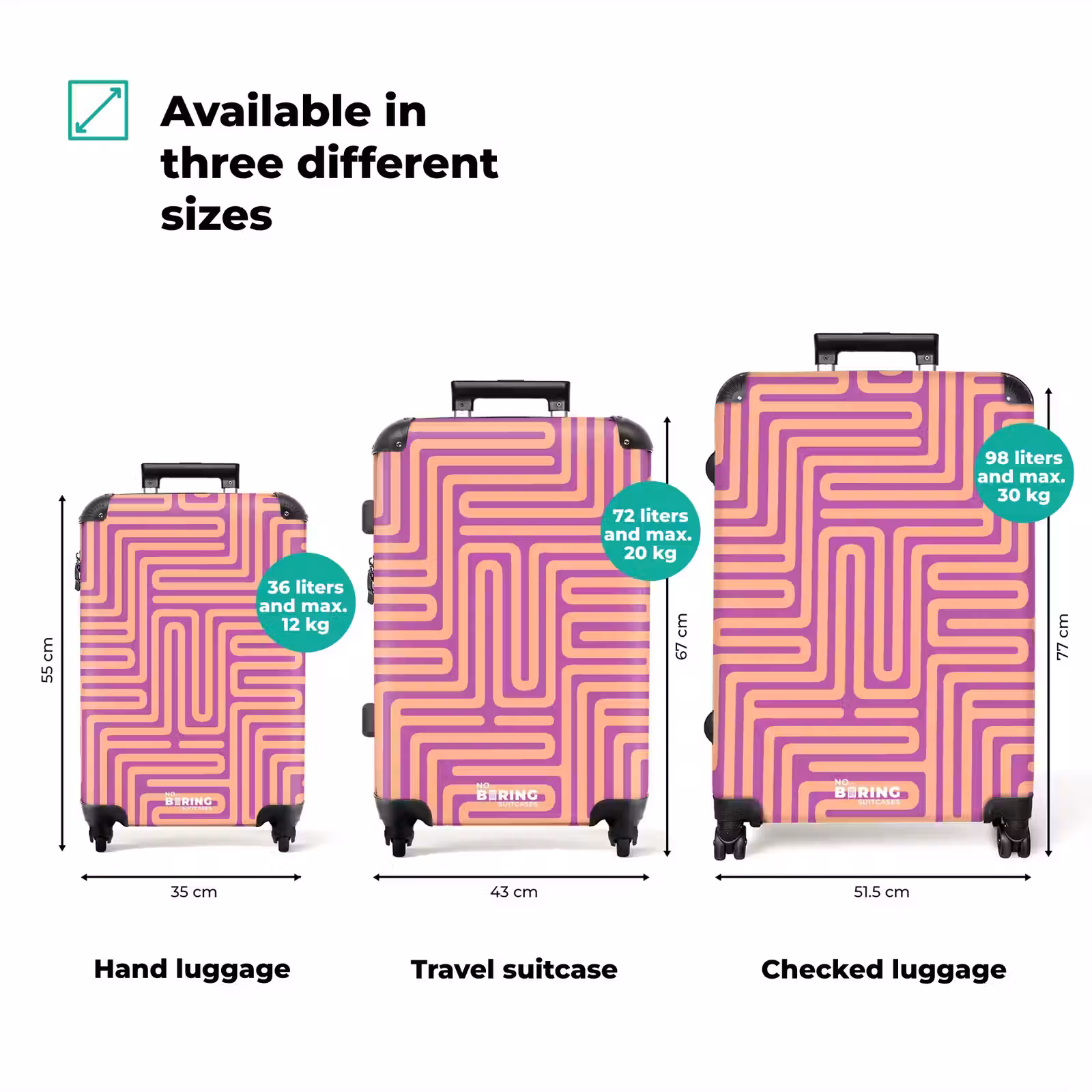 Suitcase - Pattern - Lines - Abstract - Modern - Purple — 1