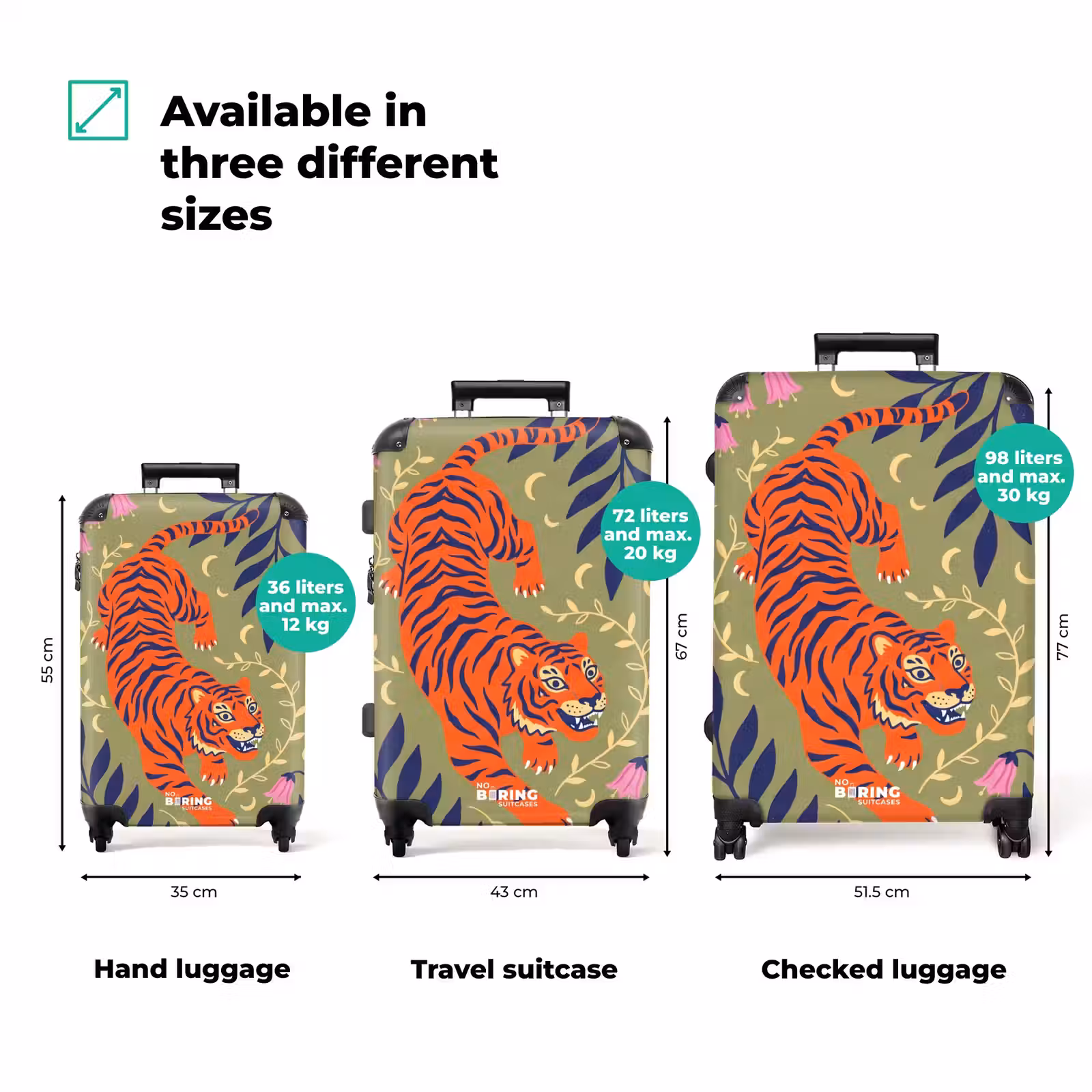 Suitcase - Tiger - Leaves - Animals - Illustration - Orange — 1