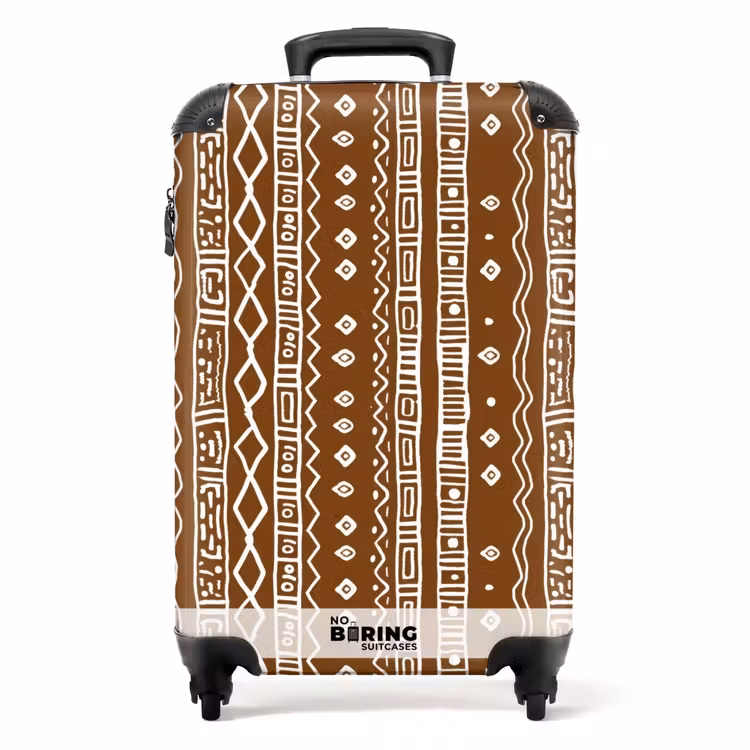 Suitcase - Chocolate Brown - Ethnic - Tribal - Pattern — 1