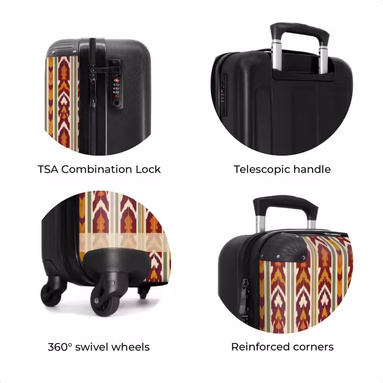 Suitcase - Ikat - Bordeaux Red - Ethnic - Pattern — 8