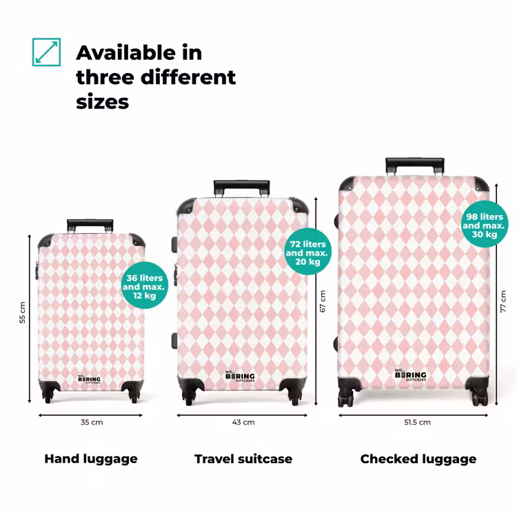 Suitcase - Light Pink - Diamonds - Geometric - Pattern — 1