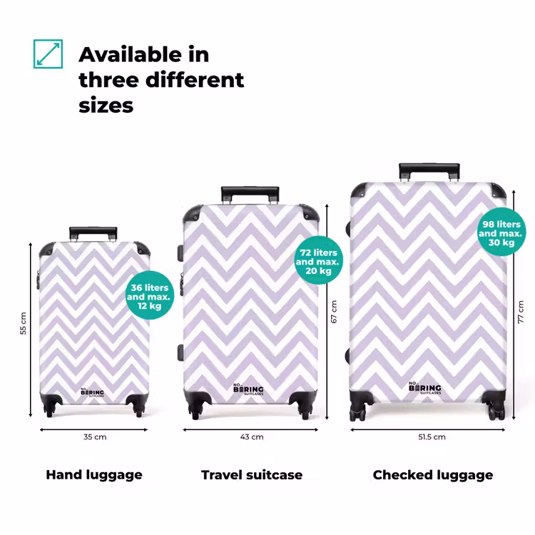 Suitcase - Lila - Geometric - Chevron - Zigzag - Pattern — 1