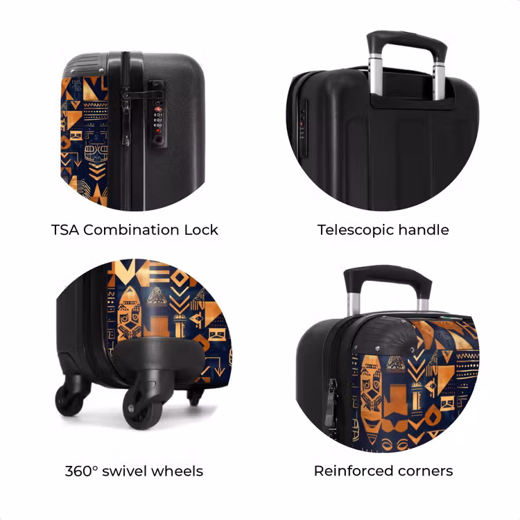 Suitcase - Midnight Blue - Copper - Tribal - Masks — 8
