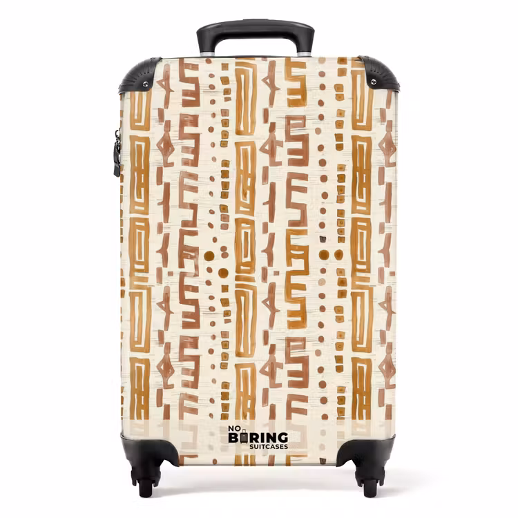 Suitcase - Ochre Yellow - Ethnic - Handcrafted - Pattern — 1