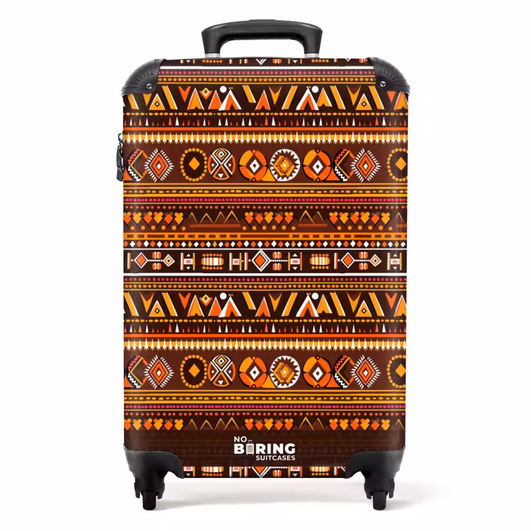 Suitcase - Orange - Ethnic - Tribal - Geometric - Pattern — 1