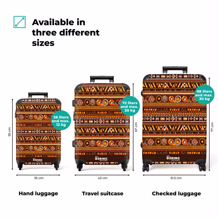 Suitcase - Orange - Ethnic - Tribal - Geometric - Pattern — 3